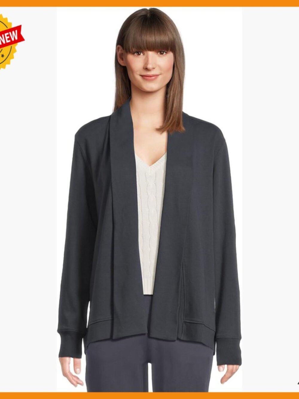 Organic Cotton Cardigan with Pockets, Travel Wear, Draped Shawl Collar
